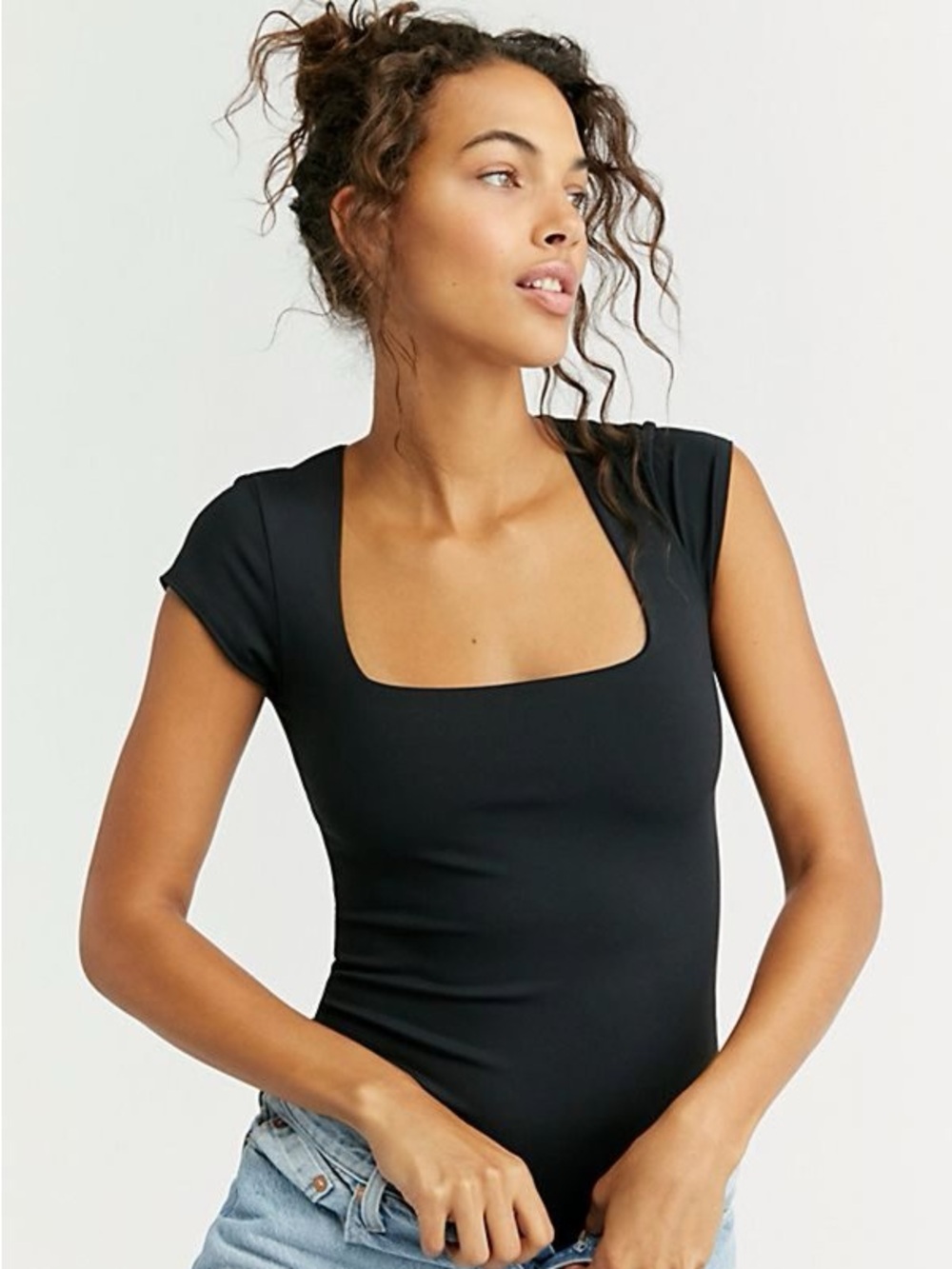 Free People Brand New (NWT) Intimately Fair & Square Neck Bodysuit - Black